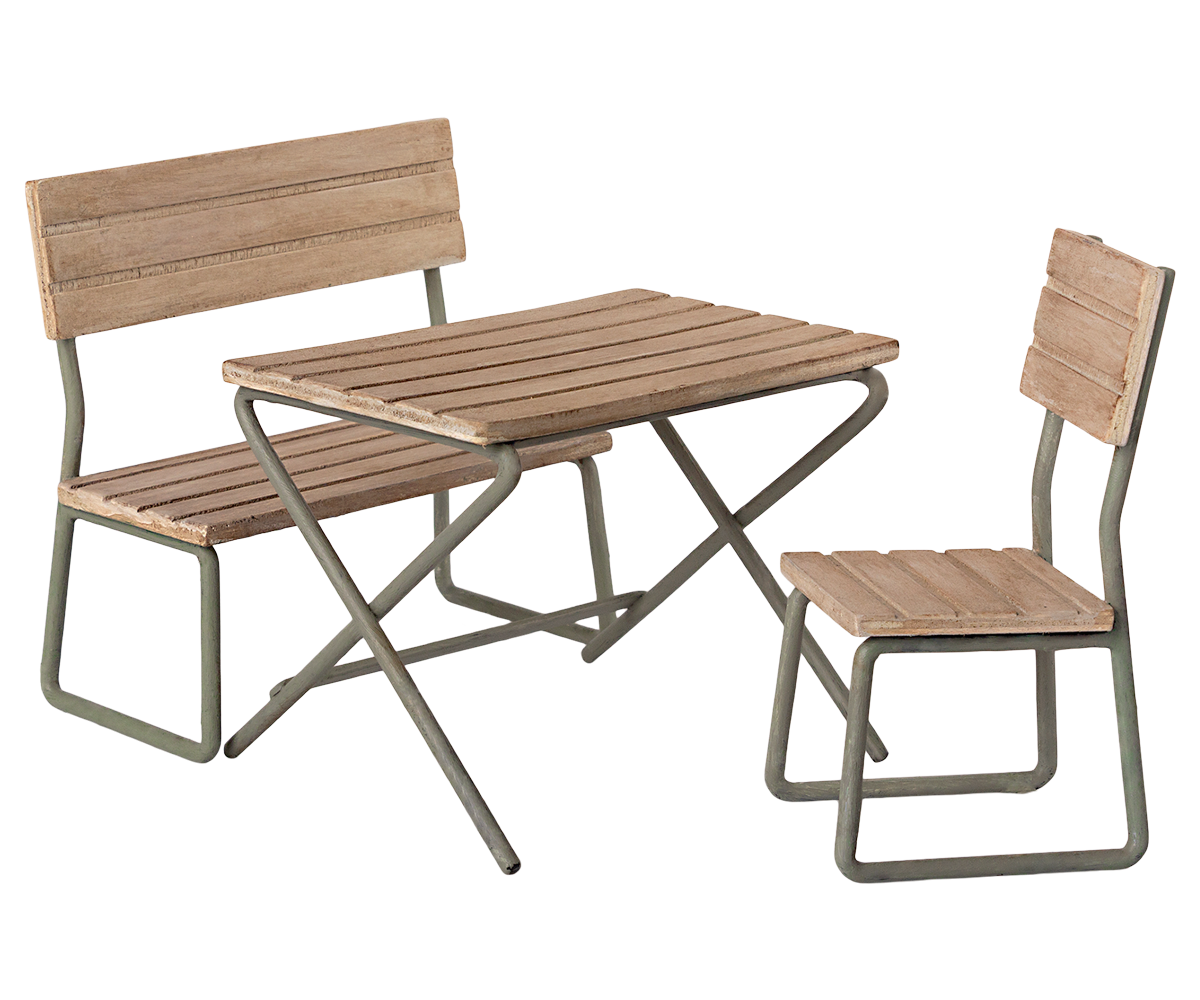 Maileg Garden Set, Table with Chair and Bench