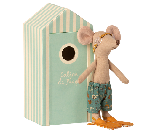 Maileg Beach Mouse - Big Brother in Cabine de Plage